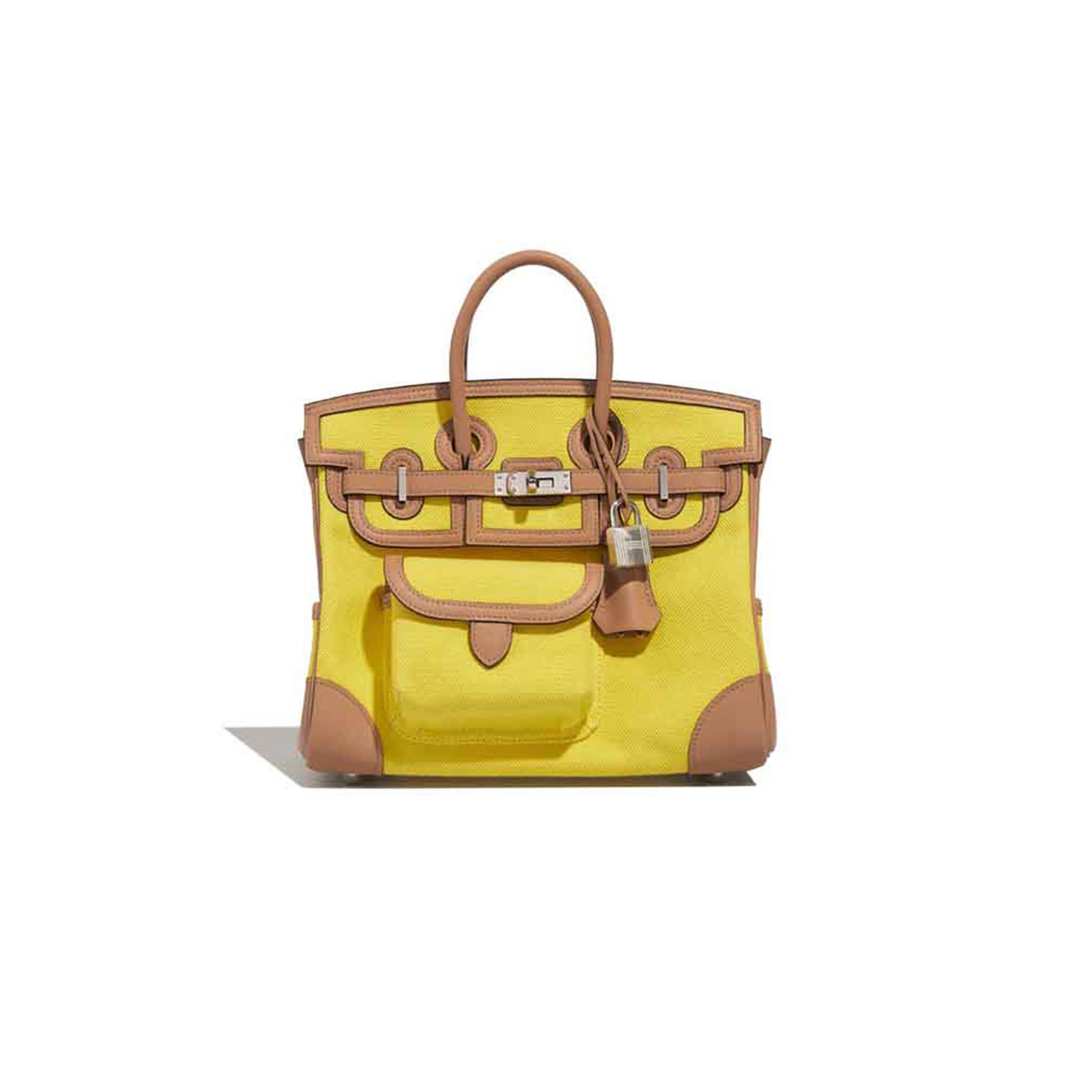 H**mes MASTER BIRKIN CARGO 25 TOILE SWIFT JAUNE CITRON CHAI (25*20*13cm)